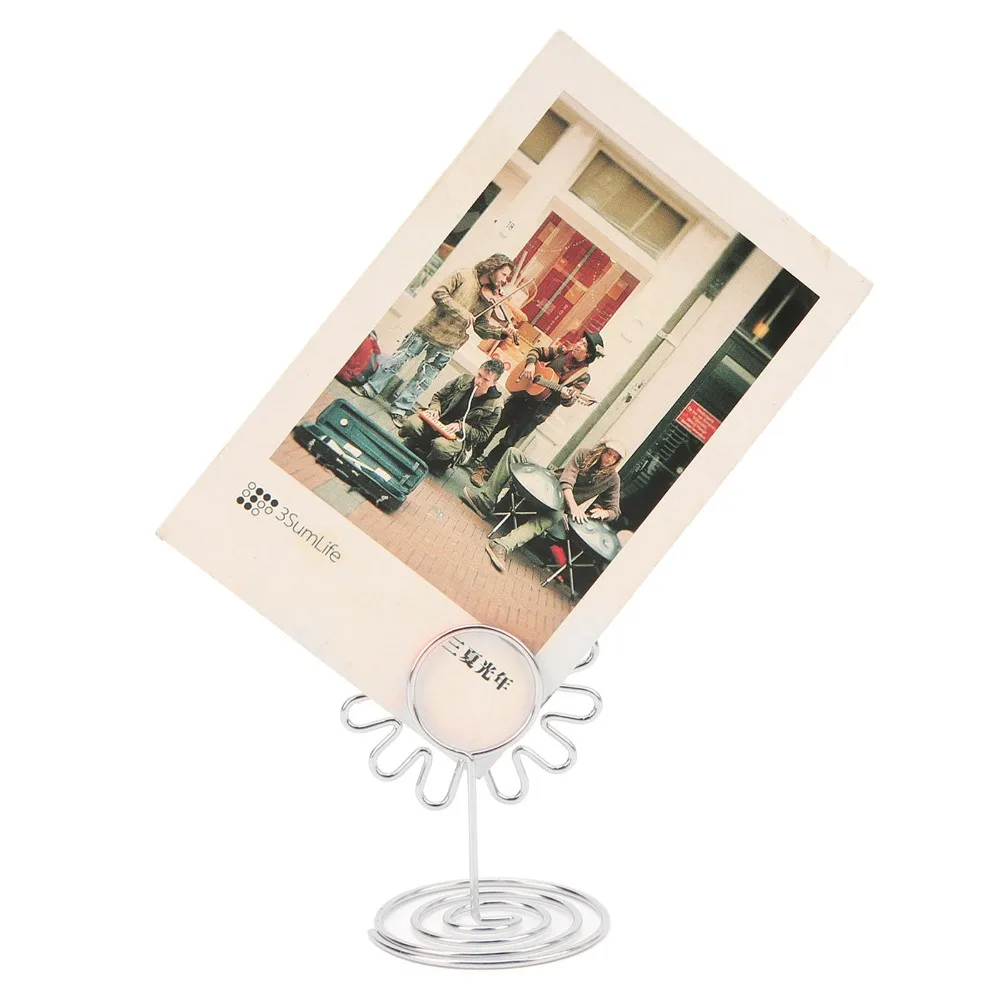 20PCS Sunflower Shape Wire Table Picture Photo Holder 5*3.5cm Rose Gold/ Gold/ Silver Wire Table Card Holder Metal Material