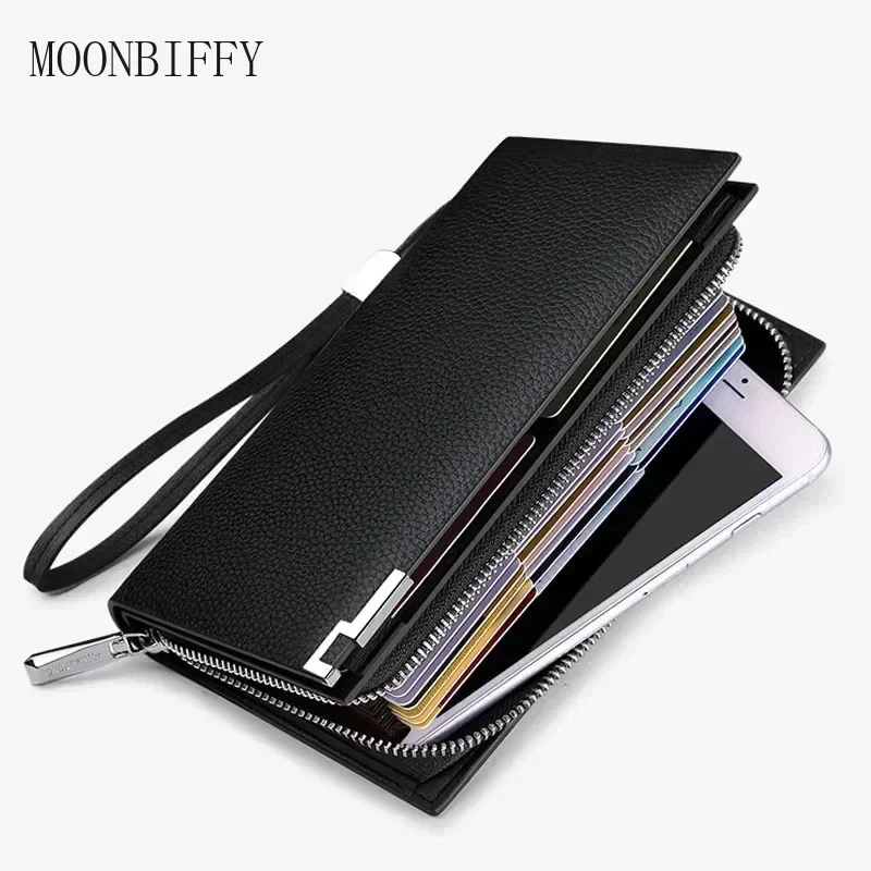 

Men's Wallet Business Clutch Leather Purse Carteira Masculina Card Holder with Zipper Phone Bag Wallet for Men