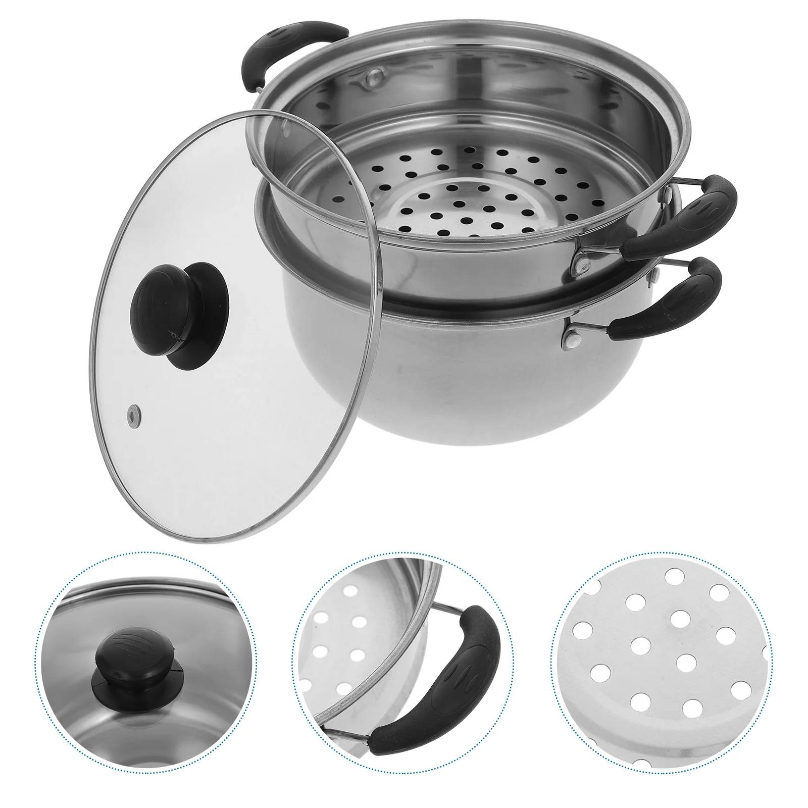 

Stainless Steel Kitchen Steamer Pot Multifunctional Home Restaurant Soup Pot Kitchen Steam Pot Premium Pot