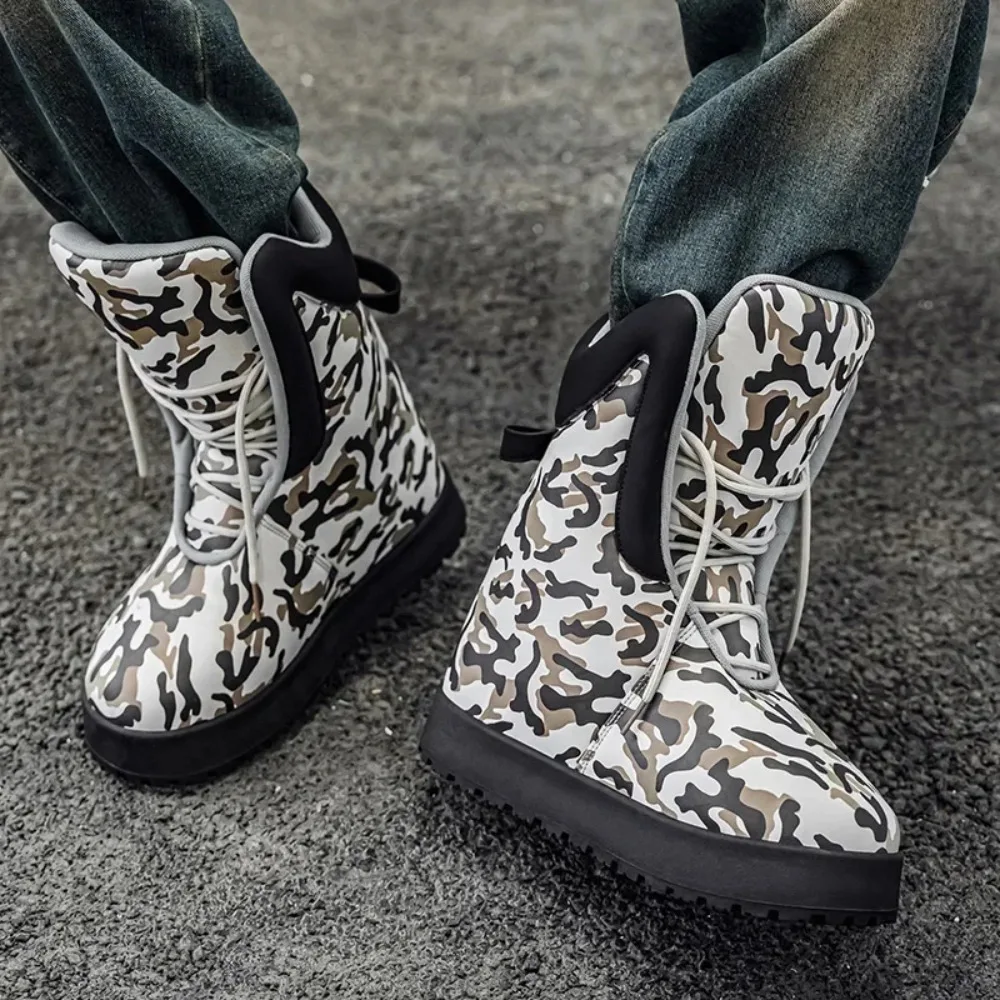 أحذية رجالية مموهة عالية الجودة سميكة لينة مقاومة للبرد أحذية دافئة في الهواء الطلق الشارع عدم الانزلاق هدايا العيد جديد 2025 شتاء شيك #3