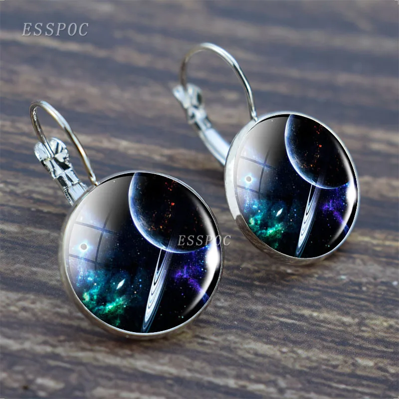 Galaxy Earring Jupiter Saturn Earth SilverColour Hook Earring Space Astronomy Planet Earring Birthday Gifts