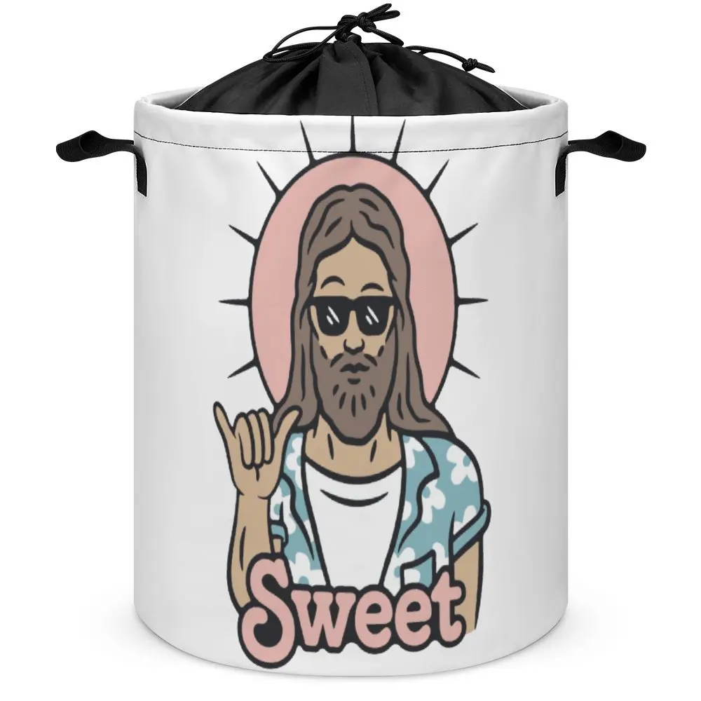 Tie Up Your Dirty Pocket Sweet Jesus Women's Organizer Division Graphic Cool Laundry Basket Handle on Both Sides Convenient Stor