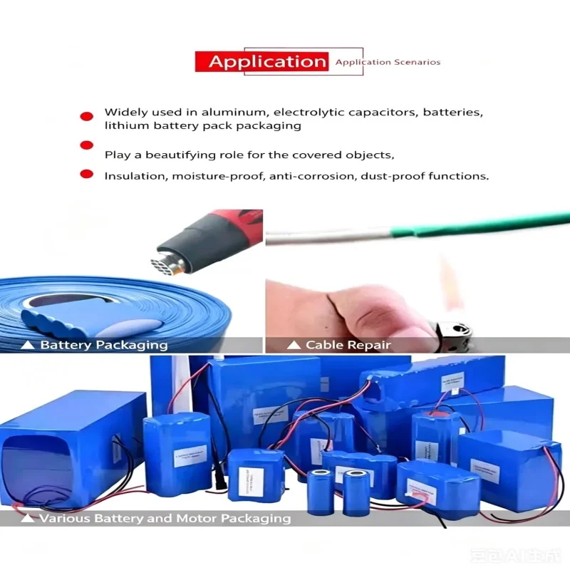 18650 Battery Wrap  PVC Heat Shrink Tube Model Accessories Battery Pack Thermoplastic Skin Flattened Width 70MM~500MM
