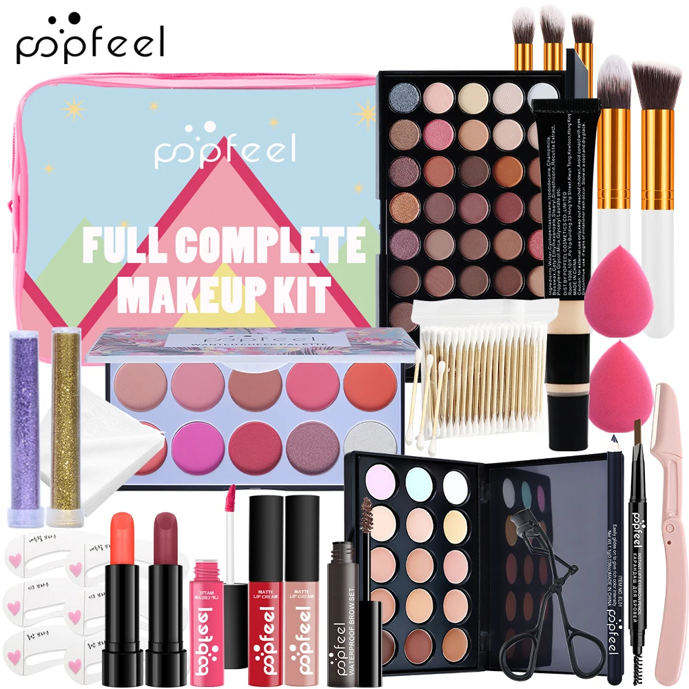 مجموعة مكياج الوجه الكاملة من POPFEEL - مجموعة مستحضرات تجميل متعددة الاستخدامات مع ظلال عيون وأحمر خدود وفرشاة للمبتدئين - فكرة هدية مثالية #5