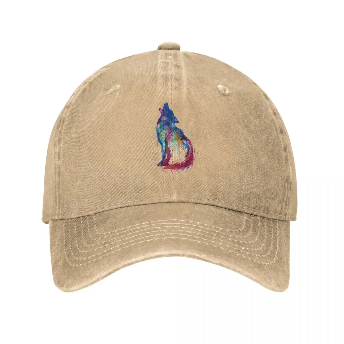 Howling Wolf Watercolor Silhouette Cowboy Hat Fluffy Hat Cap Women'S Men'S