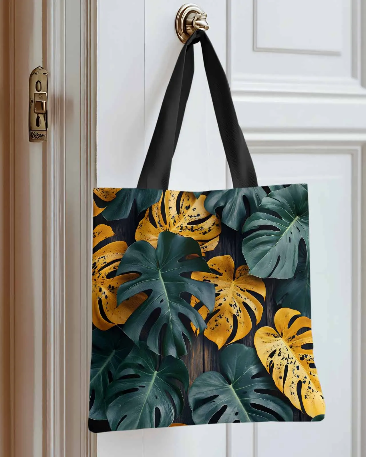

Tropical Simulation Leaf Canvas Bag Handbag Oxford Cloth Eco Shopping Storage Bag for Home Use