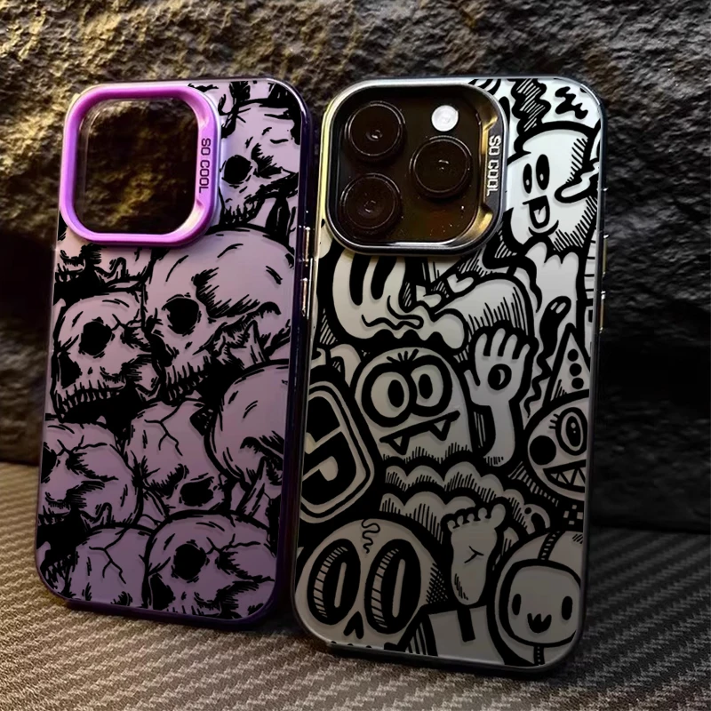 Black Art Graffiti Skull Design Hard Case for Xiaomi POCO X7 X6 X5 X3 F6 F5 M6 Pro F8 F7 Ultra F4 F3 M7 M5s C85 C75 C65 C55 Capa