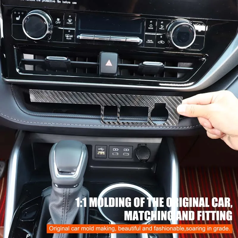 Soft Carbon Fiber Car Central Control USB Charging Port Panel Trim Sticker For Toyota Highlander 2022-2026 Car Accessories