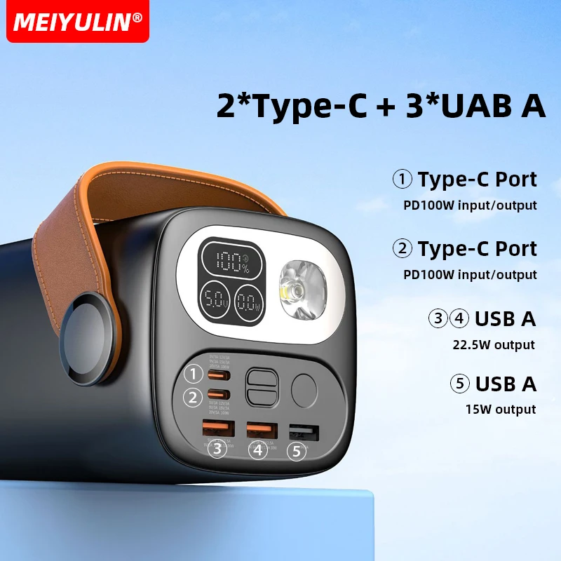 Imagem -02 - Banco de Potência Portátil de Grande Capacidade pd Usb Bateria Móvel Externa Carregador Rápido para Iphone 15 Samsung Xiaomi Laptop 60000mah 100w