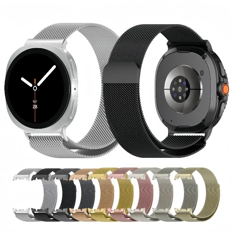 Magnetische band voor Samsung Galaxy Watch 8/8 Classic 40mm 44mm 46mm armband mannen vrouwen Milanese lus magnetische vervanging band