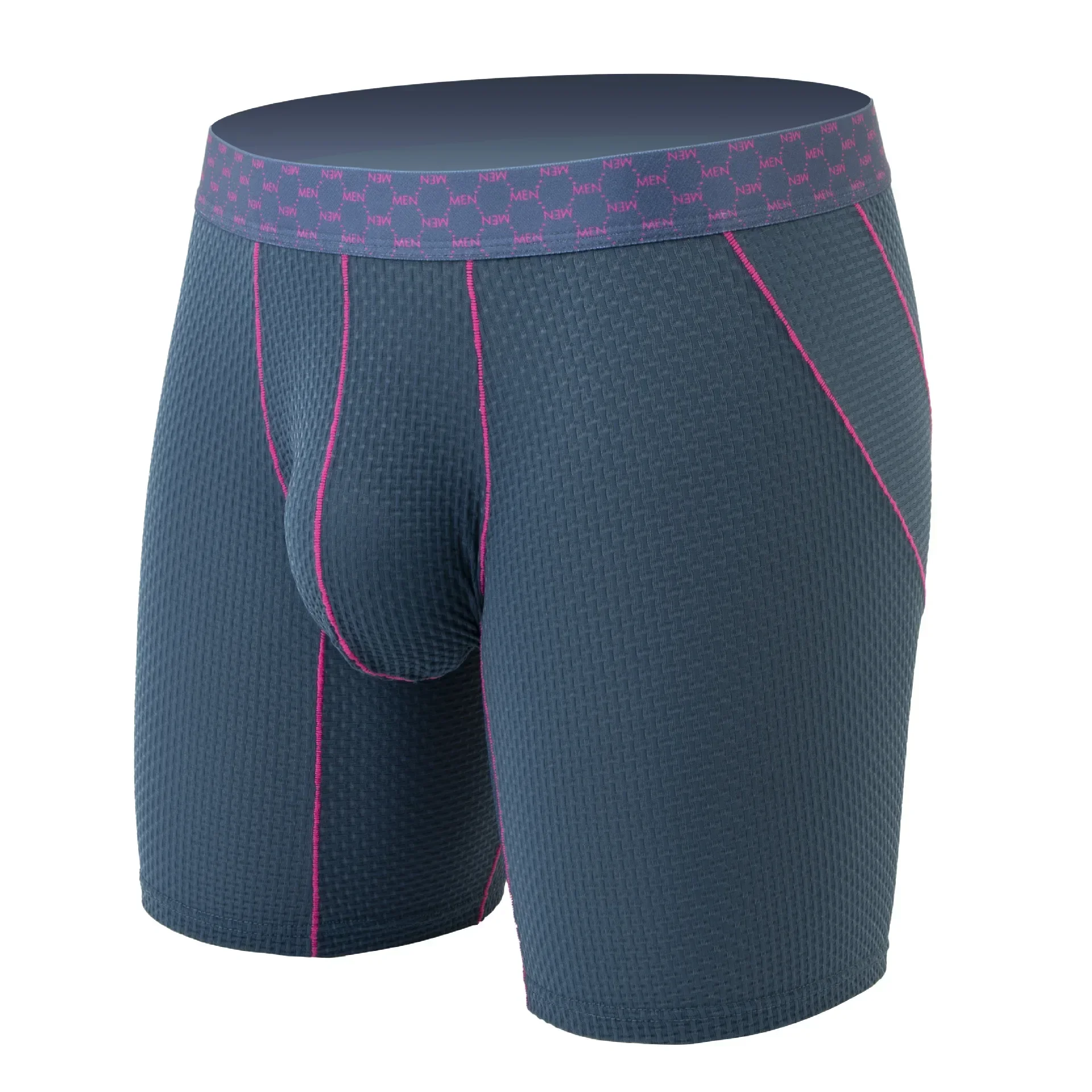 

Мужские трусы-боксеры из ледяного шелка с эффектом объема, 5 дюймов, средняя посадка, вафельная текстура, защита от натирания, для спорта и фитнеса, для взрослых