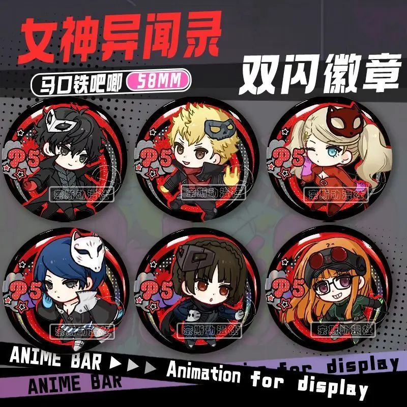 Persona 5P5 Tin Button Badge Ren Amamiya Ryuji Sakamoto Ann Takamaki Morgana Outfit Matching Accessory Itabag Filler Decor Pin