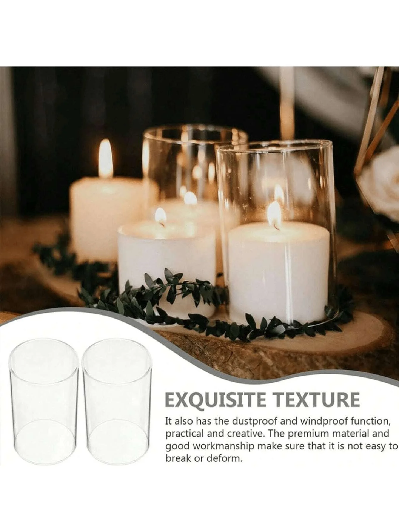 Clear Cylinder Glass Candle Holder Pillar High Borosilicate Glass Candle Holder Vase Wedding Party Decor(Candles Not Included)