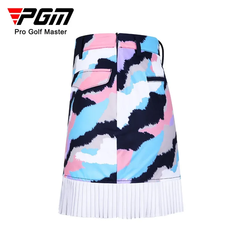 PGM Golf Ladies Summer Short Skirt Fashion Multicolored Print Waterproof Pleated Skirt Back Swing Skirt