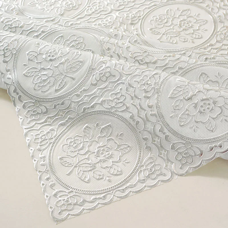 PVC Lace Tablecloth Waterproof Washable and Erasable Table Linen Tea Table Cloth Rectangular Table Cover Silvery