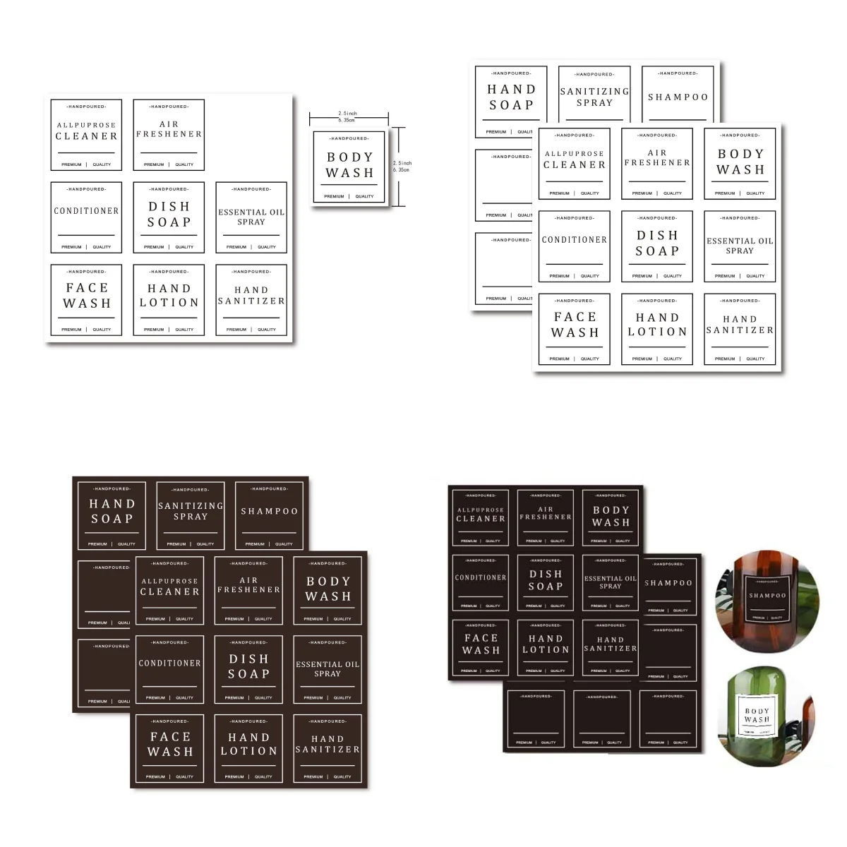 Cosmetic Bottle Labels Reusable Refillable Bottle Tags Shower Gel Labels Printable Sanitizer Bottle Stickers For Office Kitchen