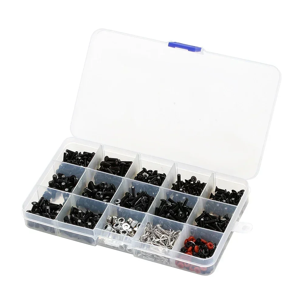 500/conjunto caixa de parafusos portátil para 1/10 rc rastreador carro hsp scx10 trxs TRX-4 TRX-6 tamiya cfx mst hpi kyosho axial d110 d90 peças