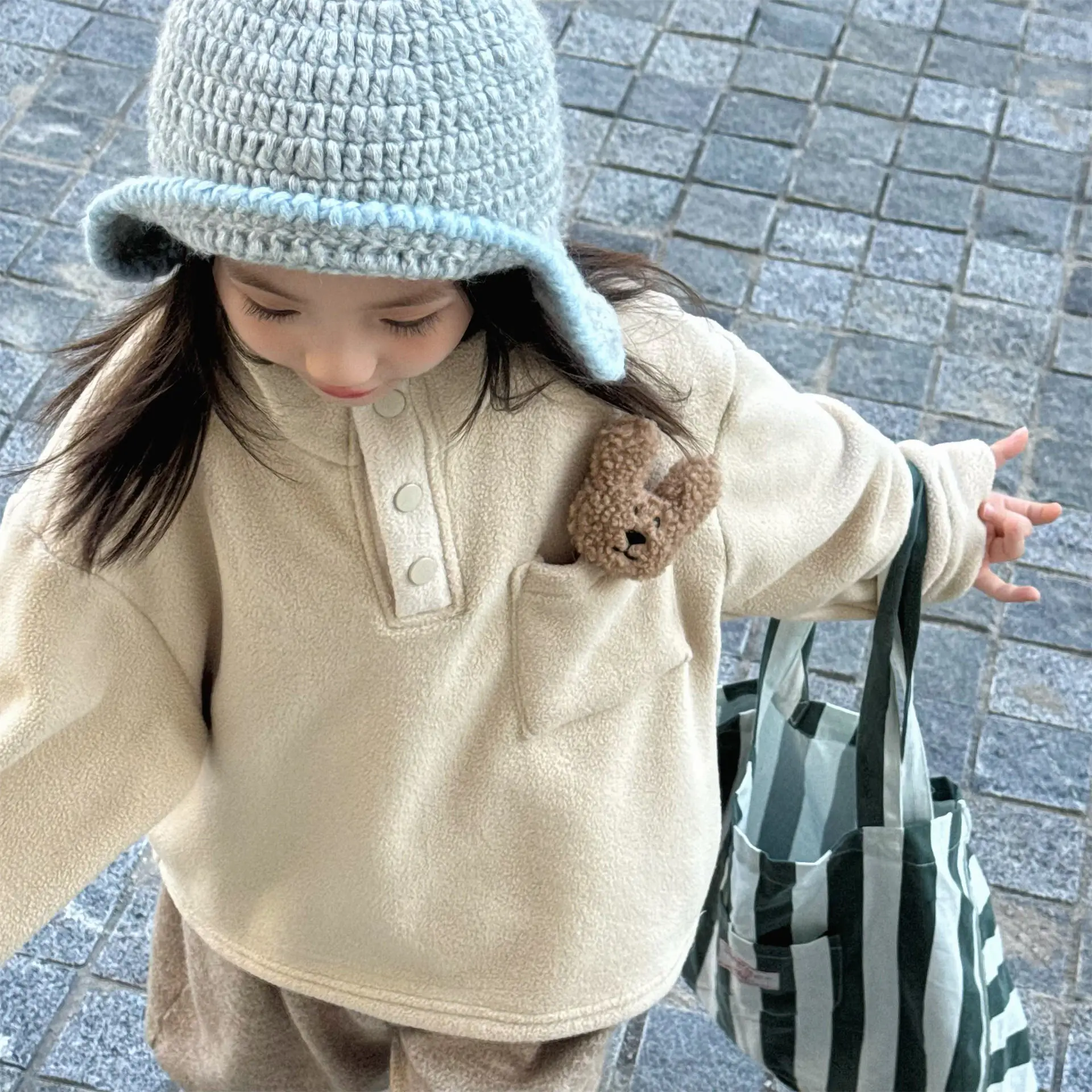 

2025 Winter New Children Long Sleeve Fleece Sweatshirt Boys Girls Casual Pullover Plus Velvet Thick Kids Warm Coat Baby Clothes