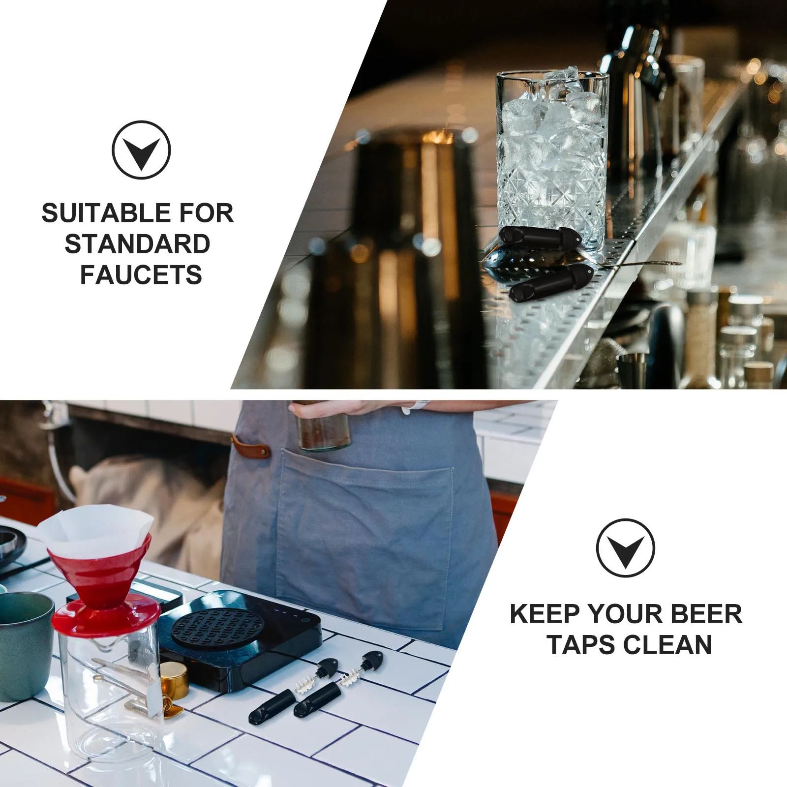 1 set Kit copertura rubinetto birra Tappi antipolvere in gomma Spazzole per pulizia per protezione rubinetto Strumenti per la pulizia rubinetto barile di birra nero