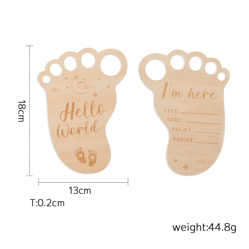 Newborn Footprint Wooden Milestone Baby Growth Record Board Infant Commemoration Birthing Gift Photography Props Accessories