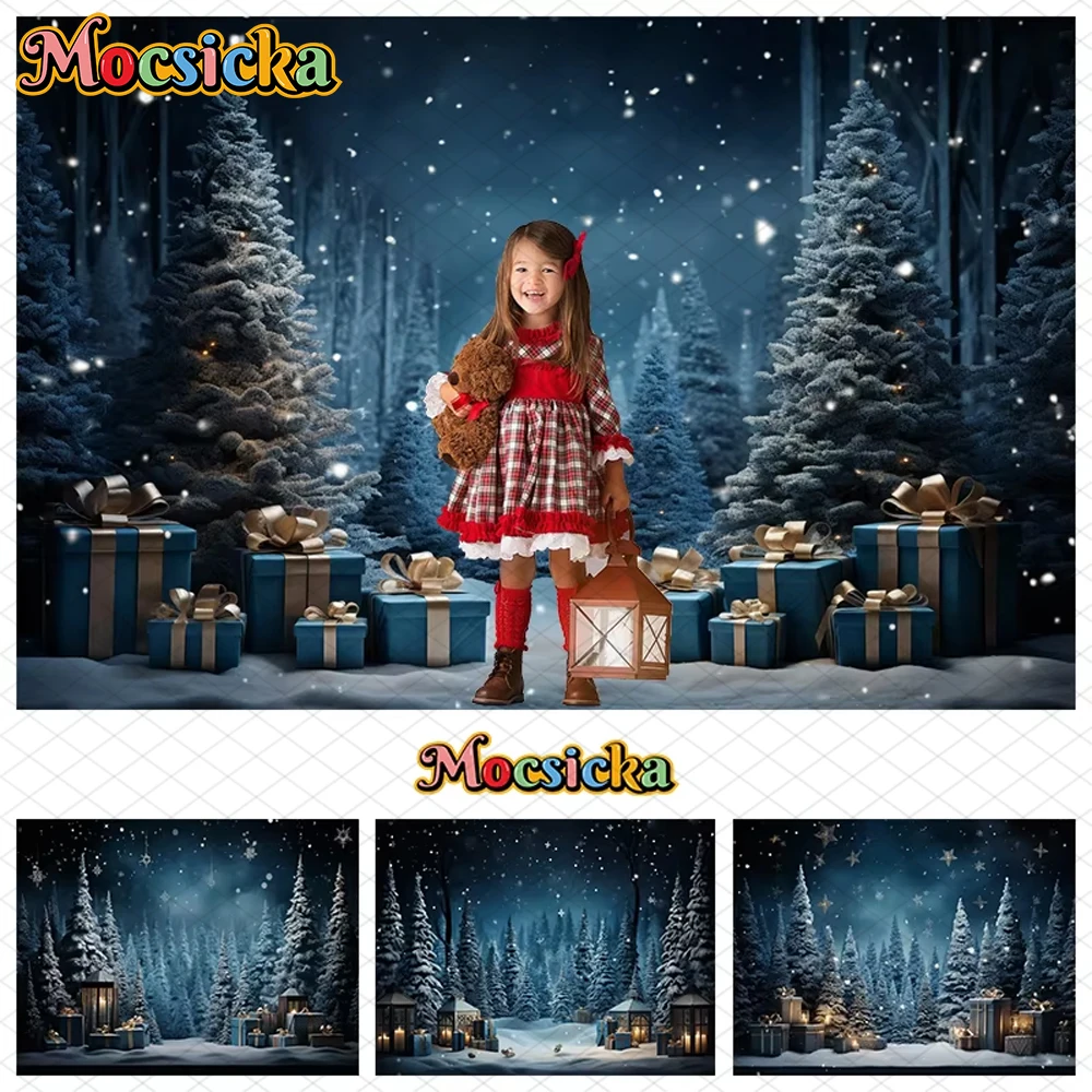 

Mocsicka Christmas Tree Backdrop Photography Props Winter Snowflake Forest Decorations Children Party Photo Background Wallpaper