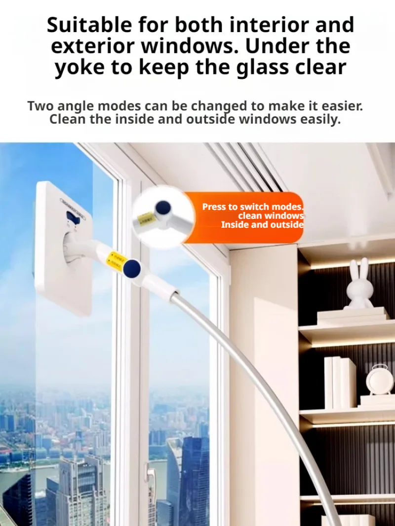 Household glass cleaner with highrise telescopic doublesided window cleaning tool