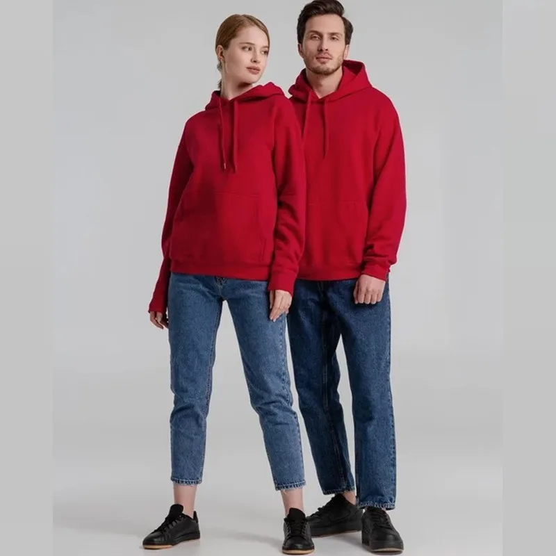 

Mens Womens Hooded Sweatshirt Winter Autumn Solid Color Pullover Hoodie with Pockets S-3XL Couple Outfit Multiple Colors