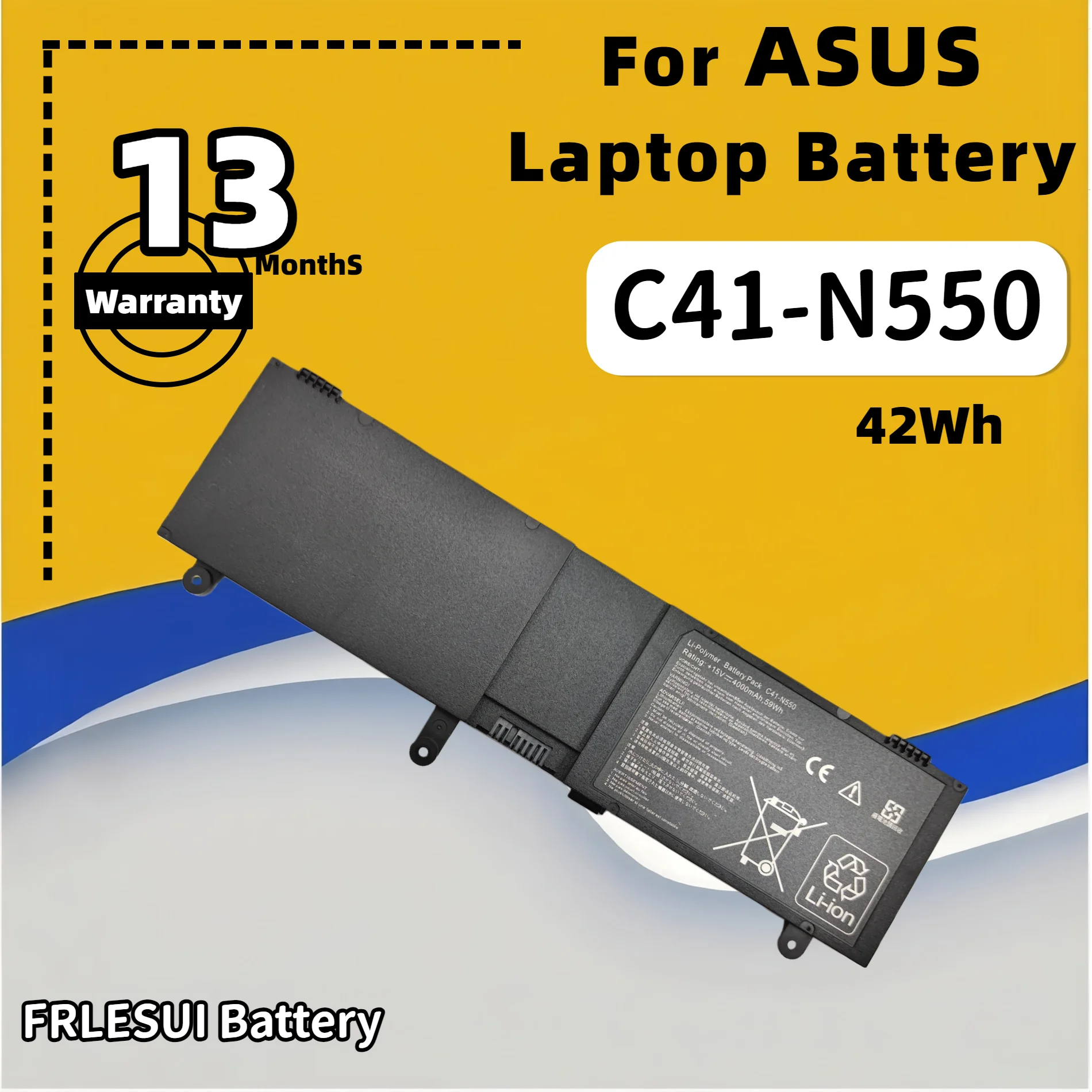 FRLESUI For ASUS N550 N550J N550JA N550JV N550JK Q550L Q550LF N550X47JV G550JK G550JK C41-N550 Battery  13 months warranty