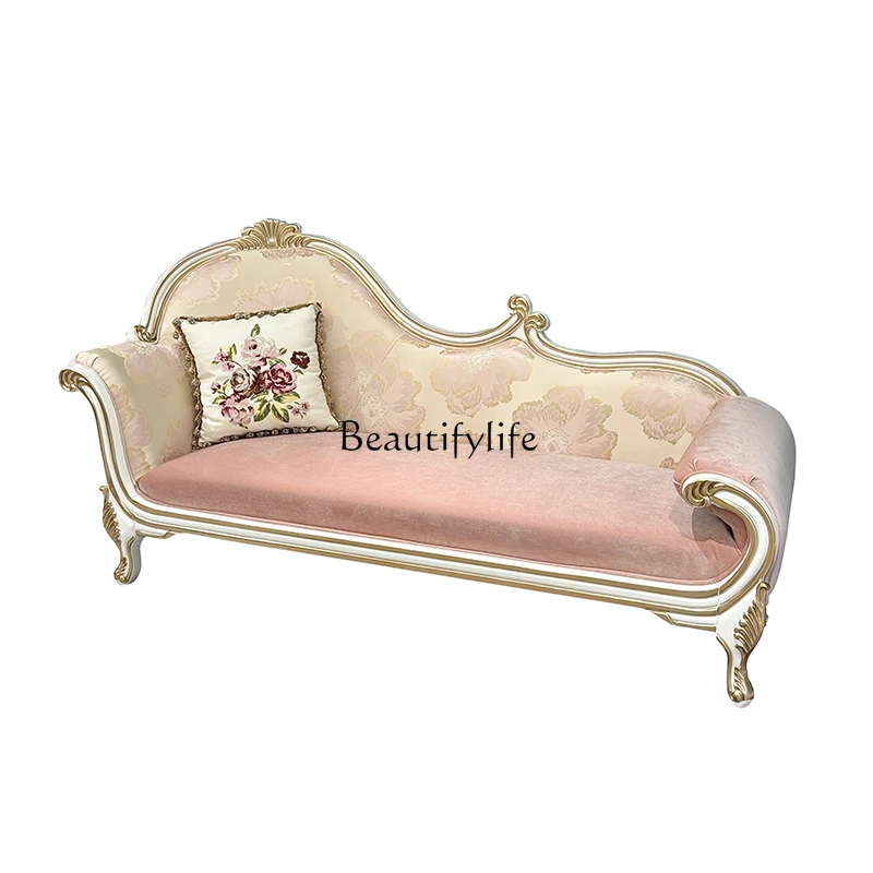 

*French fabric chaise longue, European court beauty couch neoclassical embroidery recliner