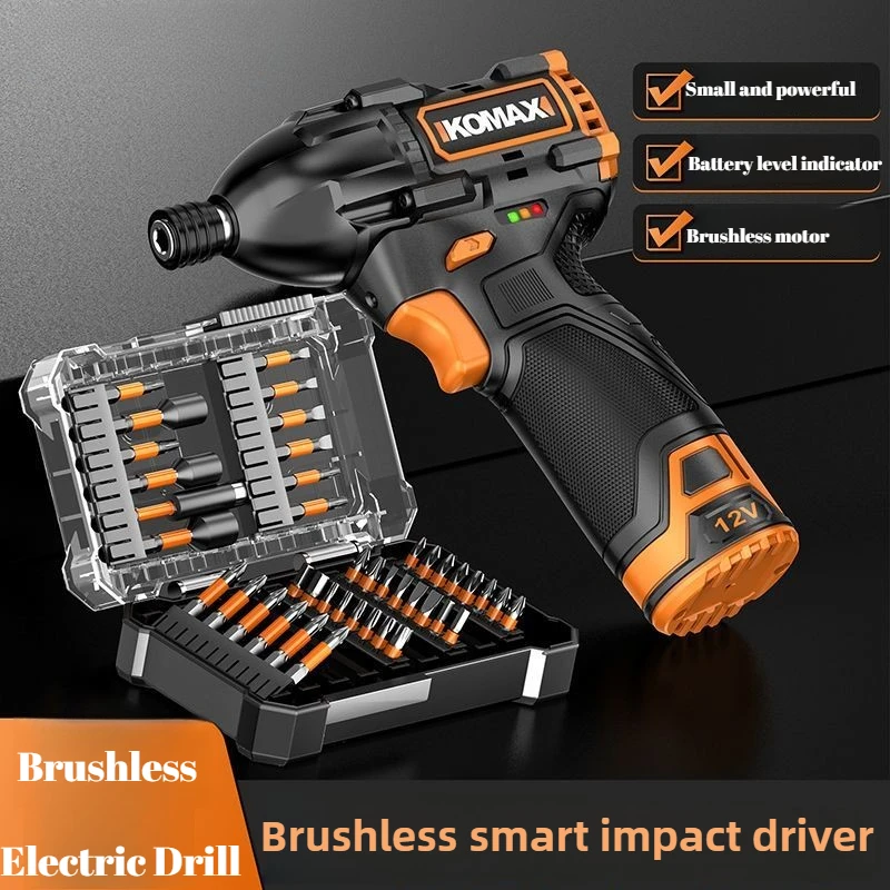 Cordless Brushless Impact Drill 3/8-inch 120 N.m Electric Screwdriver with Lithium-Ion Battery Power Home Repair Power Tools