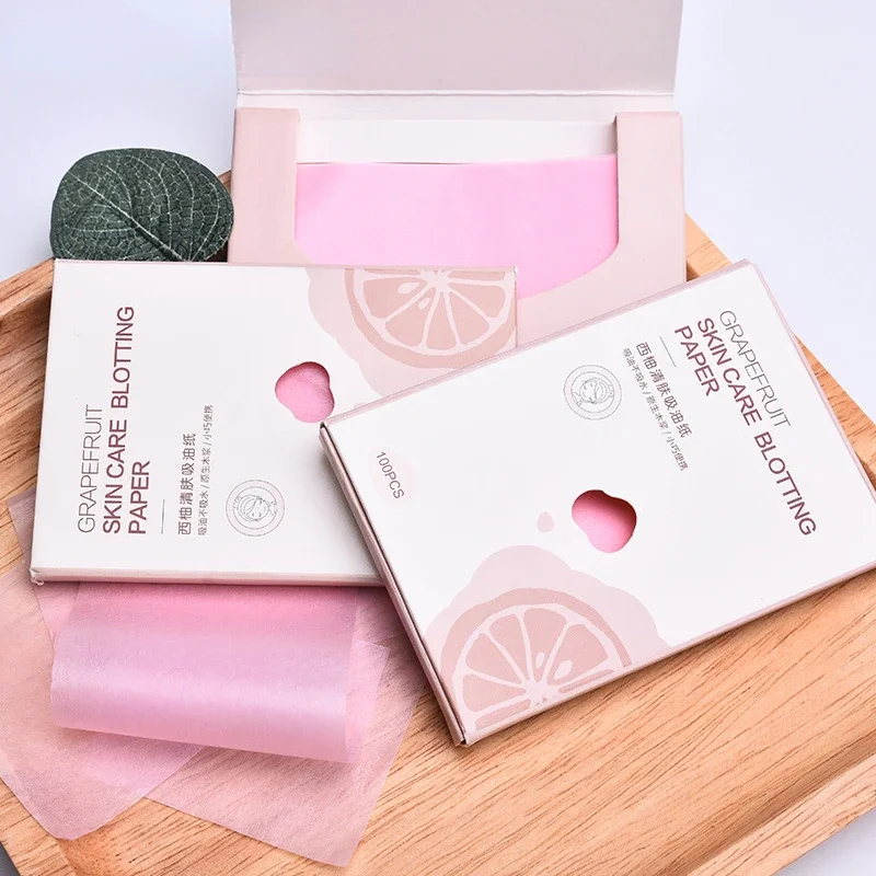 Folha absorvente de óleo facial rosa fosco, 100 peças, óleo facial, encolher poros, controle de óleo facial, filme absorvente, papel absorvente, limpeza facial