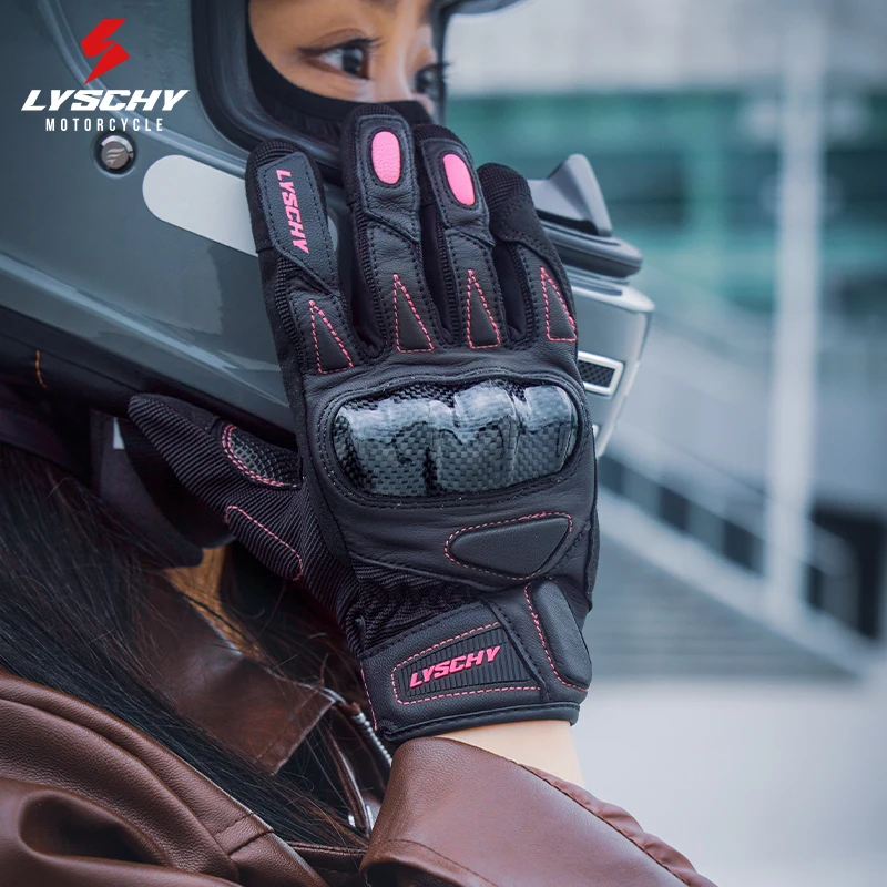 Women's Genuine Leather Gloves Summer Breathable Cycling Motocross Gloves Motorcycle Anti Drop Leather Breathable Women's Gloves