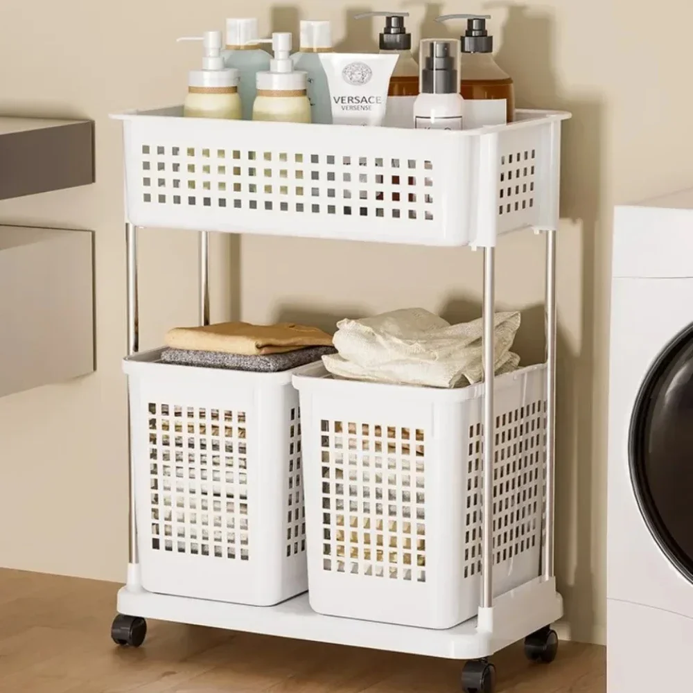 

Simple Bathroom Laundry Basket Detachable Clothes Storage Frame Widening and Raising Laundry Hamper Cart Home Easy To Assemble