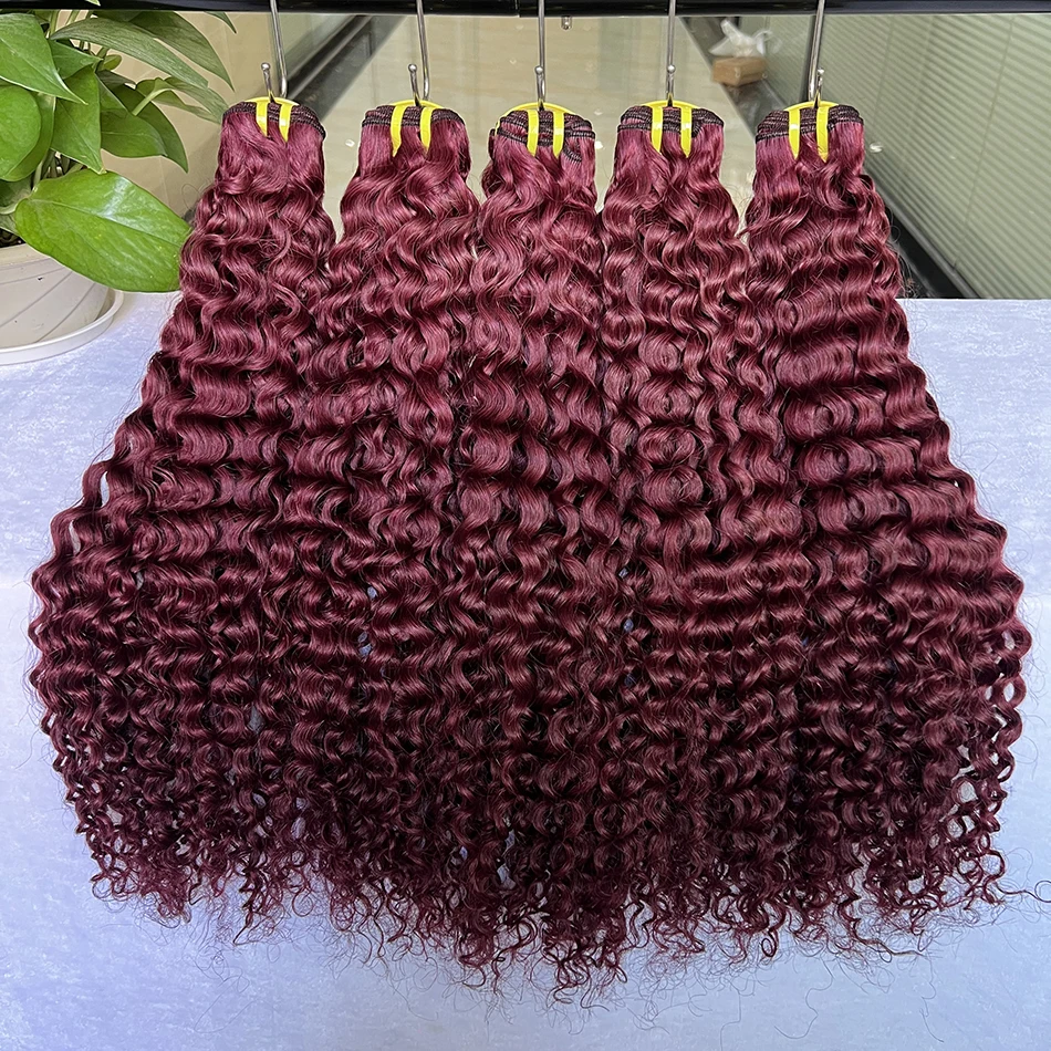 مجعد عميق # 99j بورجوندي حزم الشعر البشري الملون 100% عذراء الفيتنامية شعر مموج نسج ملحقات 100 جرام للنساء