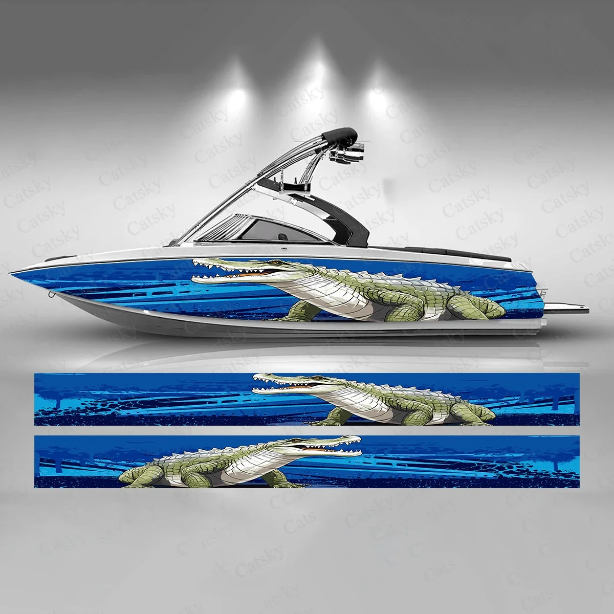 Fierce Crocodile Roaring Colorful Background Boat Sticker Vinyl Ship Pontoon Deck Boat Fishing Decorative Pontoon Boats Decal