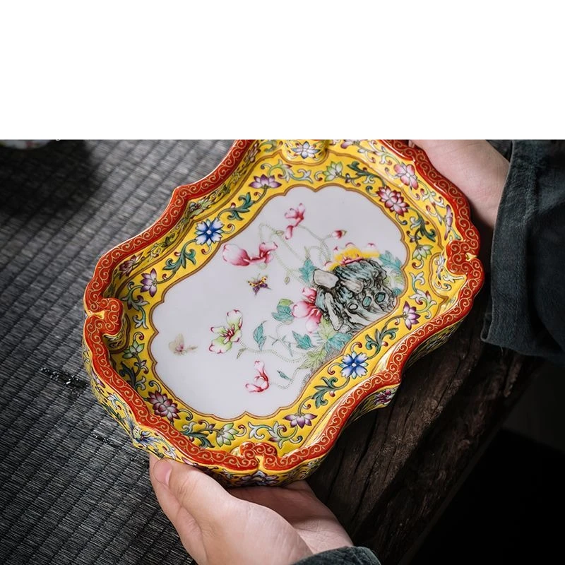 

Enamel color tray drain tray, set tray high-end kung fu, set accessories, tray drainage