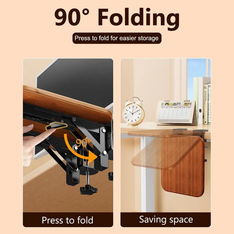 Foldable Keyboard Tray Clamp-Adjustable For Desk Extension Board-Computer Arm Rest For Desk, Office& Home Use-LICG