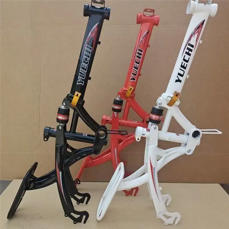 

Складная велосипедная рама с мягкой хвостовой подвеской, 16/20/22 дюйма, материал из высокоуглеродистой стали с амортизаторами разных цветов