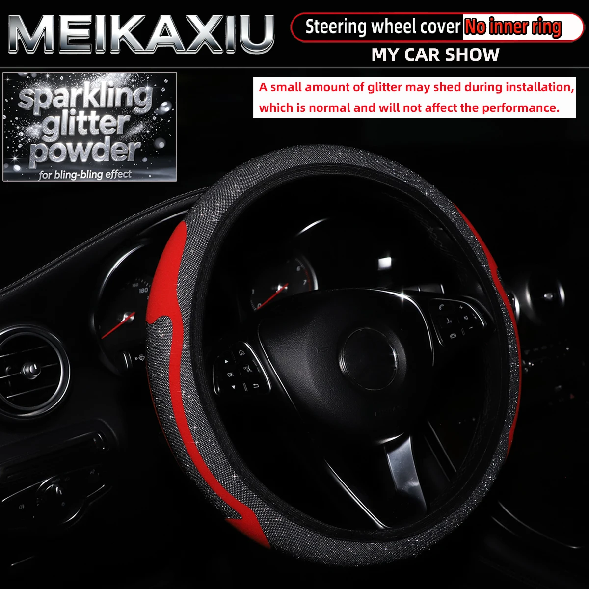 38cm Fabric Gold Onion Powder Steering Wheel Cover Shimmering Blingbling Starry Sky Style 3D New Model Car without Inner Ring