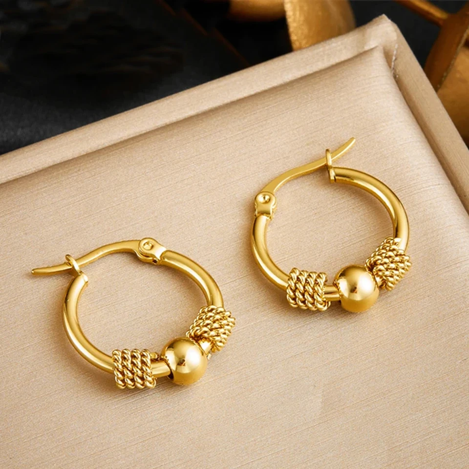 ZAKOL 316L Stainless Steel Golden Hollow Woven Circular Shape Earrings For Womens Fashion Trendy Ear Jewelry Lady Party Gift