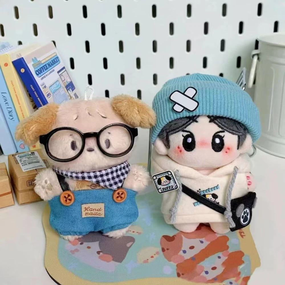 

1 set Dog Hoodie 10cm Cotton Doll Clothes Puppy Set with Hat Doll Clothes Outfit Small Bag Suit Doll Dress Up Set