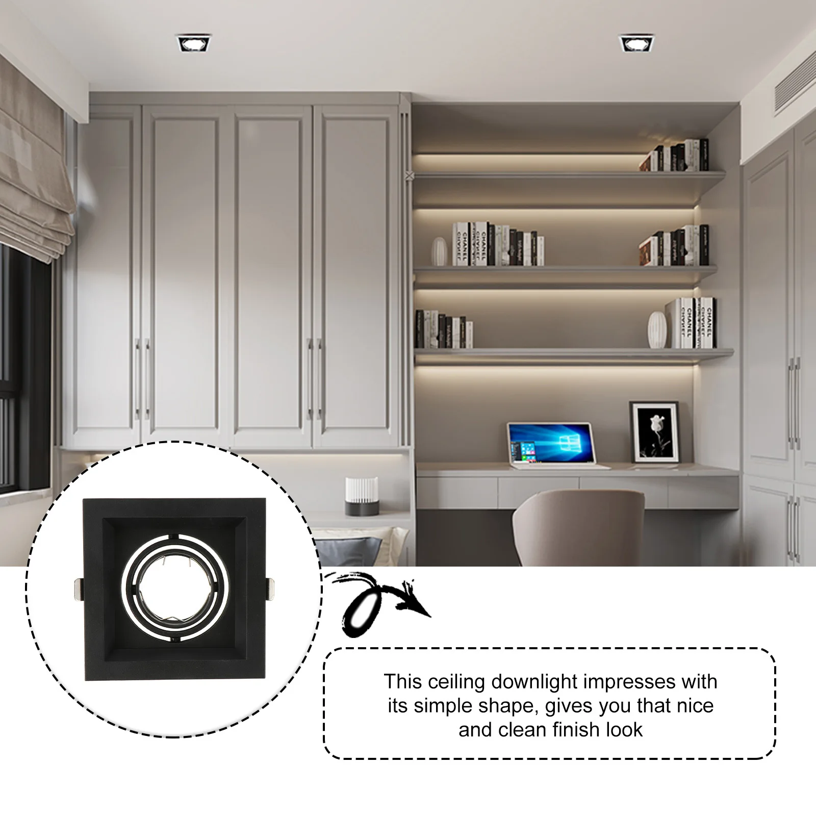 

1Pcs Spotlight Trim Ring Durable Ceiling Light Mount Shell Adjustable Angle Gimbal Fixture for Kitchen Bedroom Bathroom