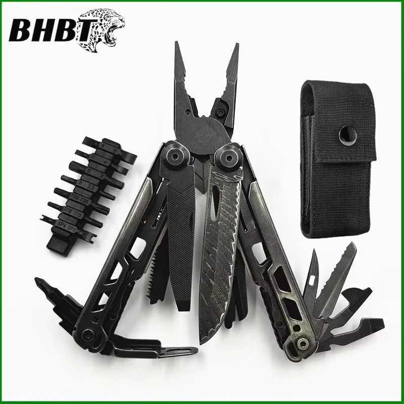 

BHBT 19 in 1 Multi Tool Pliers with Damascus Blade Hoxagon Wrench Folding EDC Outdoor Camping Tools Home Repair