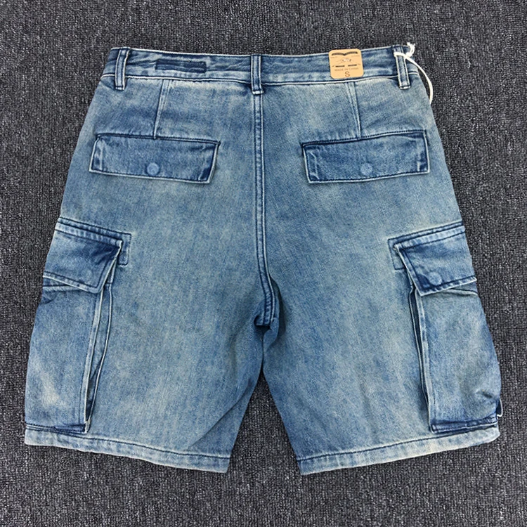 Heavyweight 100% Cotton Denim Shorts for Men 2024 Summer American Vintage Casual Multi Pockets Half Jeans 24SS Y2k Youth Male