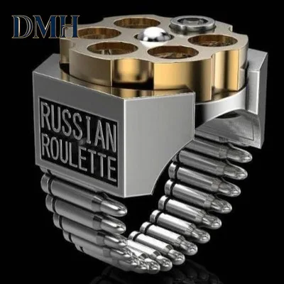Russian Roulette Bullet Shape Ring European and American Ring Coupon Two-color Hand Jewelry