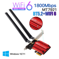 1800Mbps Wifi 6 MT7921 PCI Express Wireless Adapter Bluetooth 5.2 Dual Band 802.11AX/AC Wi-fi Network Card Windows 10 11