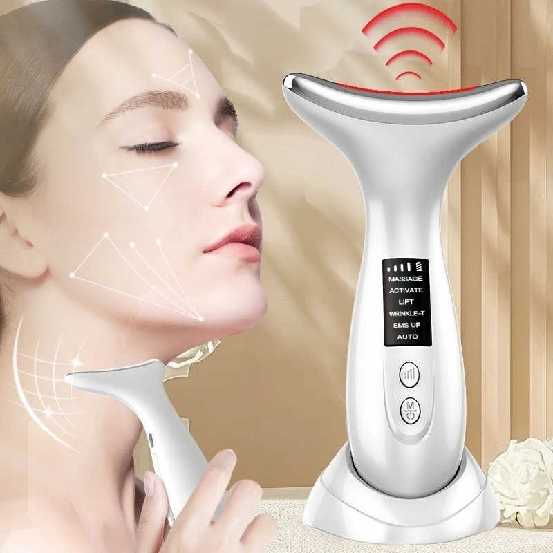 

EMS Neck Massager Female Necks Wrinkle Massage Equipment Professional Aesthetic Device Electric Red Light Therapy for Necks