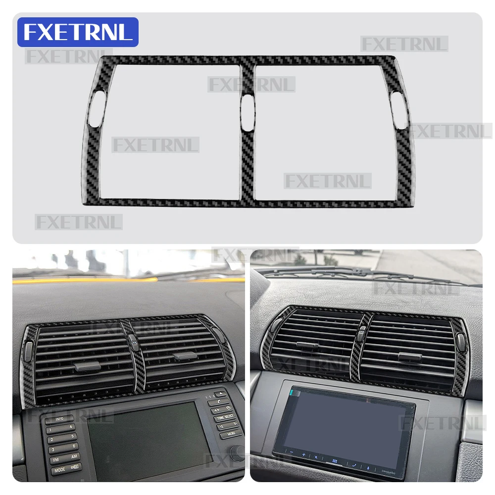 

Для BMW X5 E53 2000-2006 Мягкая крышка из углеродного волокна Внутренняя наклейка Стайлинг автомобиля Центральная консоль автомобиля Средний воздуховыпускной отверстие Наклейка на рамку