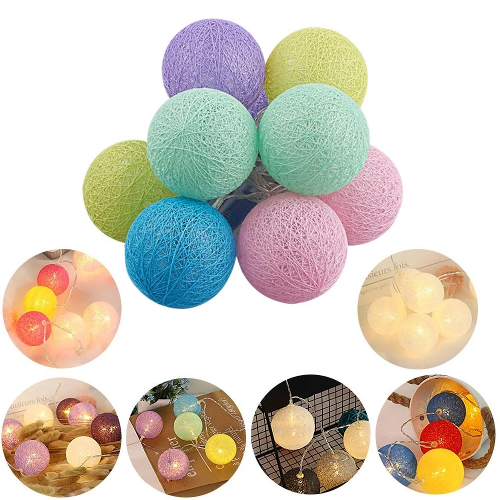 

Cotton USB/AA Battery Power Balls 10/20/40 LEDs String Christmas Fairy Lights for Outdoor Garland Wedding Party Decoration