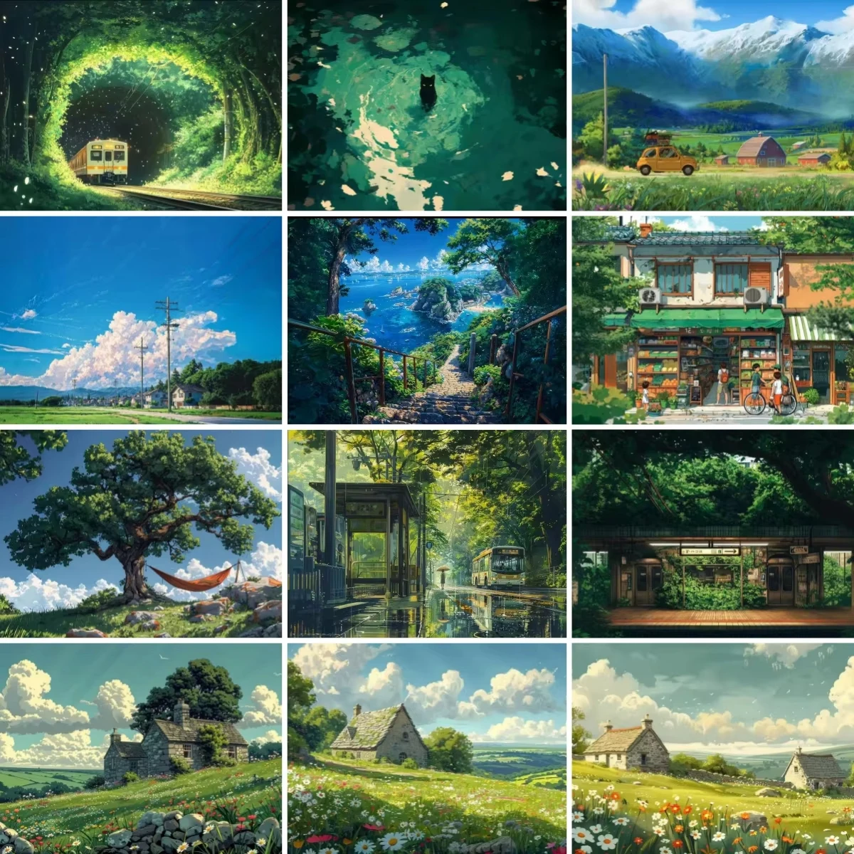 

MINISO Исцеляющий пейзаж, картина маслом по номерам: спокойная сцена природы, ручная роспись на холсте, терапия домашнего декора